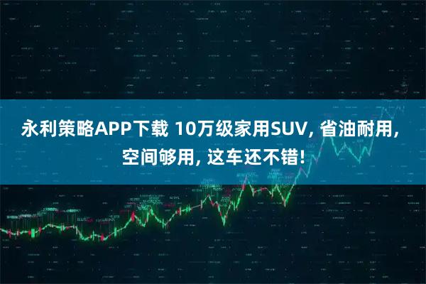 永利策略APP下载 10万级家用SUV, 省油耐用, 空间够用, 这车还不错!
