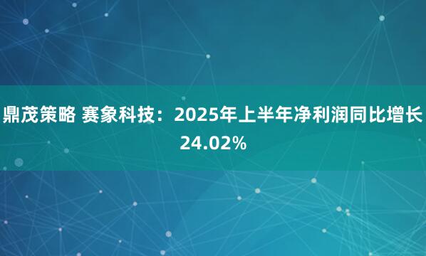 鼎茂策略 赛象科技：2025年上半年净利润同比增长24.02%